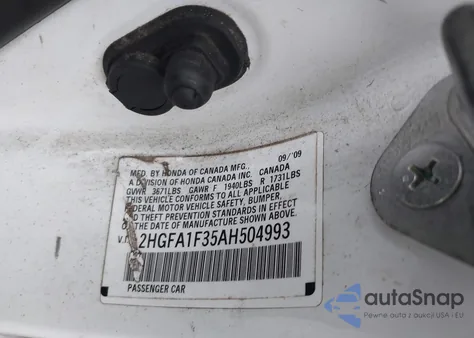 2010 Honda Civic Vp from USA, damaged, VIN 2HGFA1F35AH504993